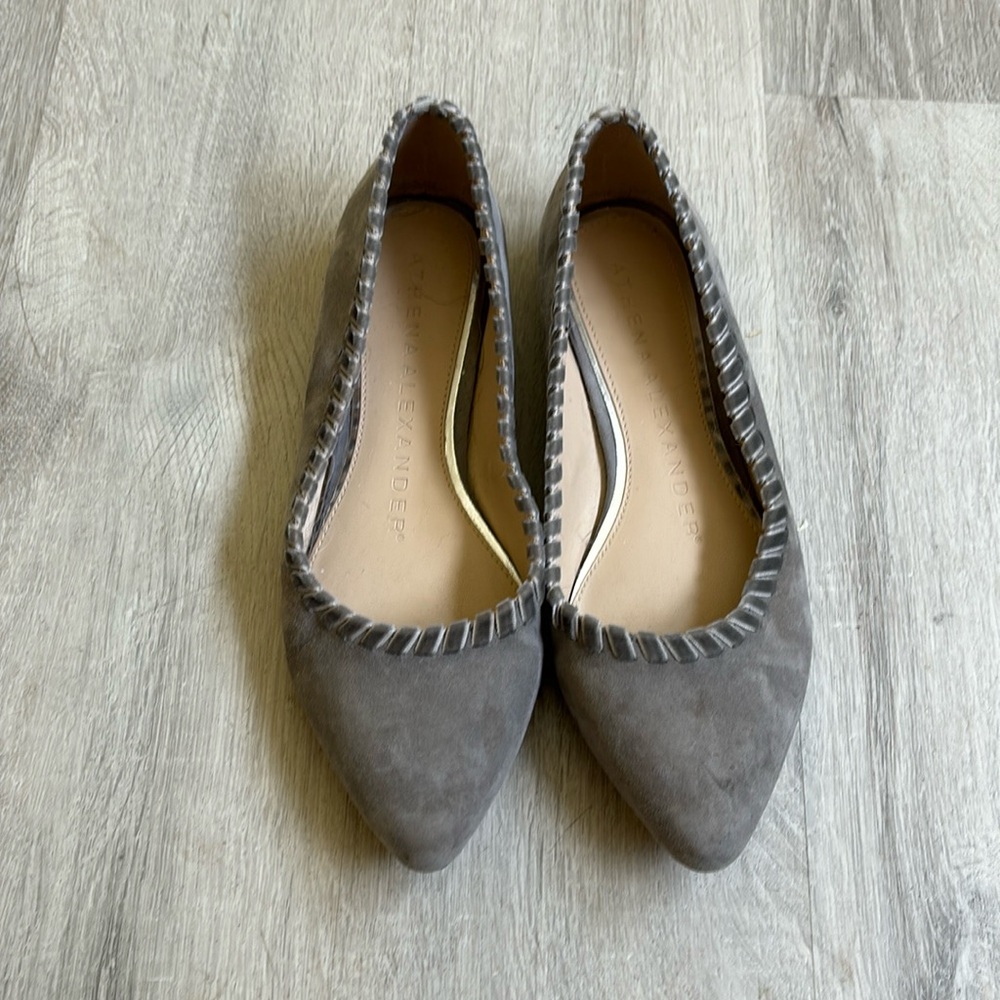Athena Alexander Lemans gray suede pointed-toe flat